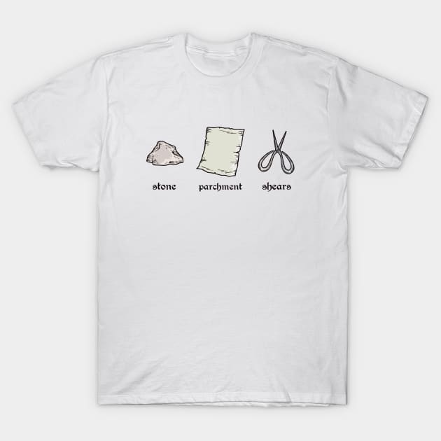 Stone Parchment Shears T-Shirt by frankpepito